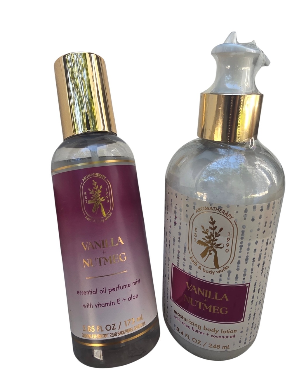 Bath And Body Woeks Vanilla Nutmeg Body Lotion & Oil Perfume Bundle